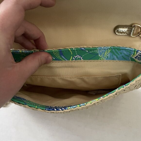 Lilly Pulitzer Botanical Green In A Flutter Straw Crossbody Clutch Purse NWOT - Picture 9 of 10